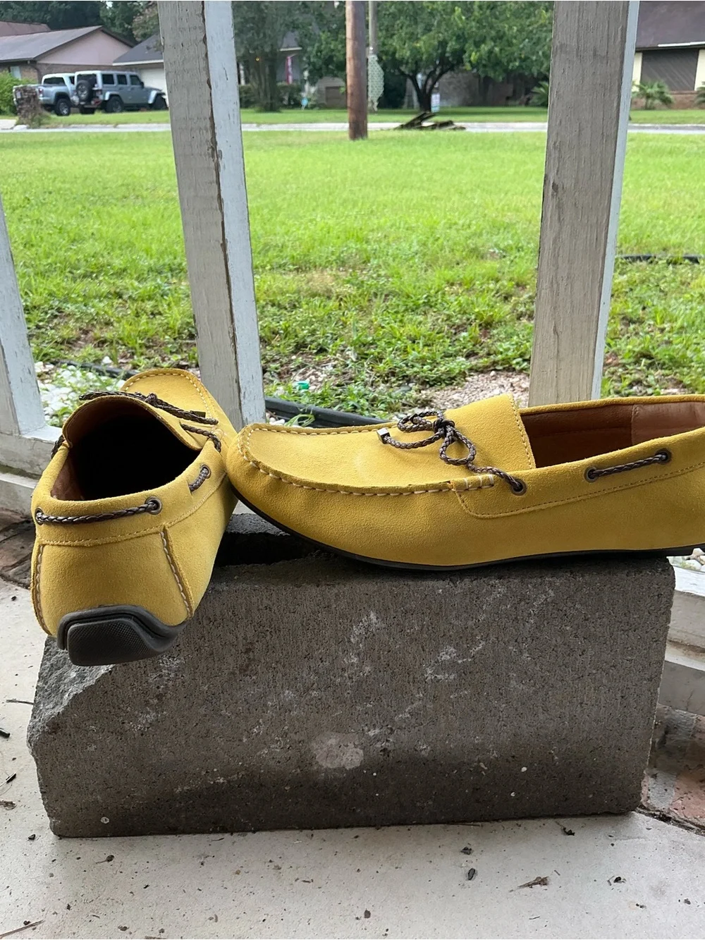 Alfani Men's Yellow Suede Moc Toe Driving Loafers